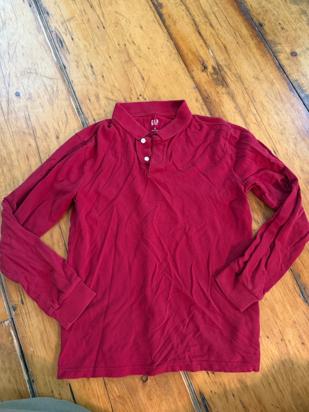 GAP Men's Ruby Red Long-Sleeve Polo